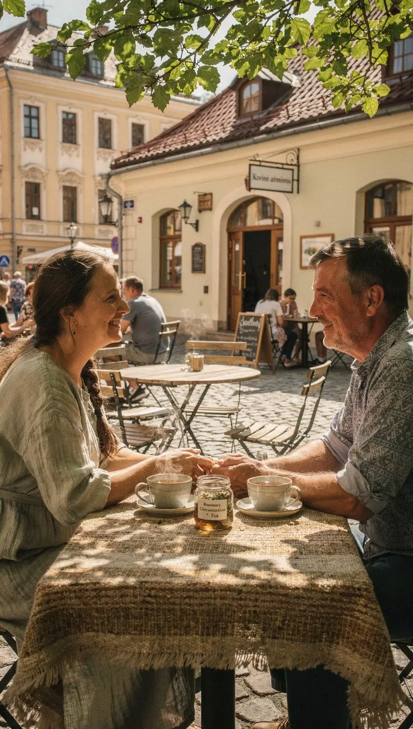 Aromatiniai žolelių ingredientai, skirti atminčiai ir širdies sveikatai, išdėstyti ant medinio stalo.