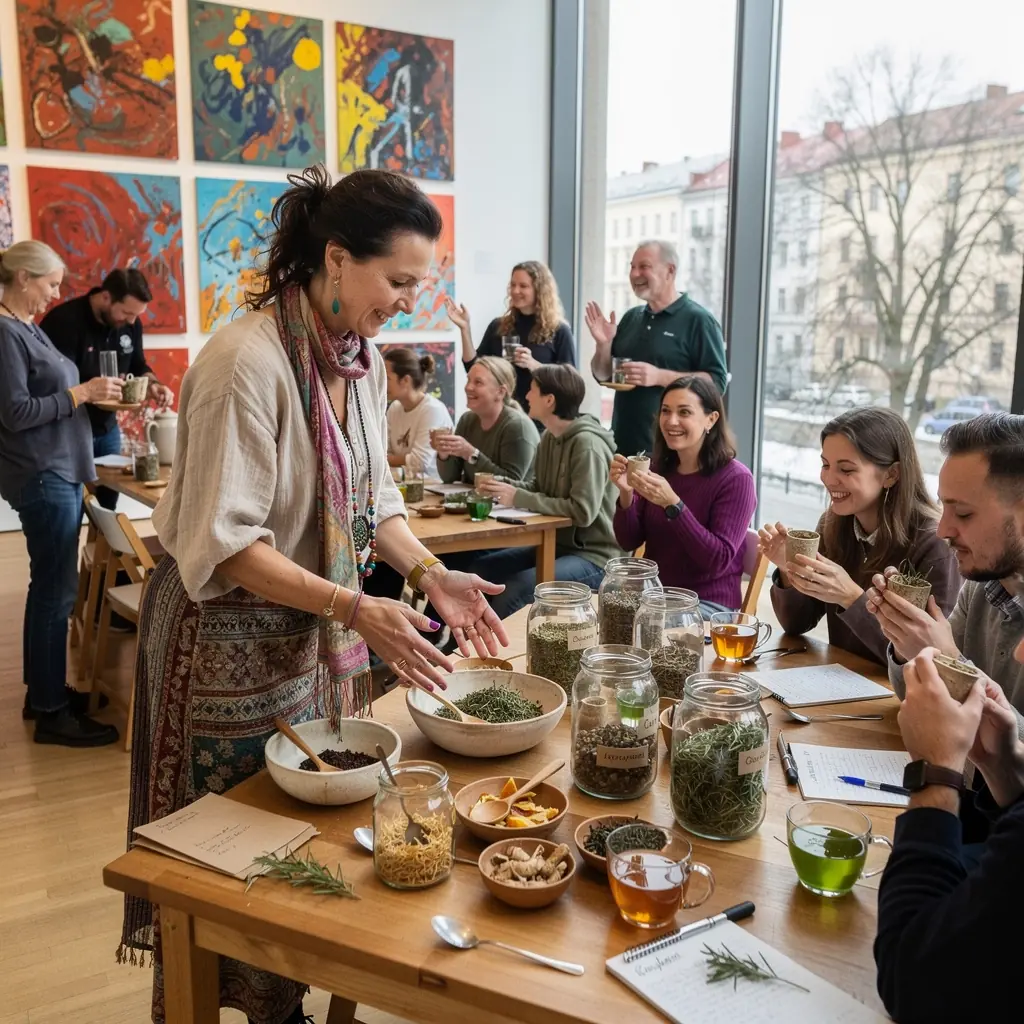 Svaiginantis rosmarino kvapas, sklindantis iš atvirų žolelių pakuočių.