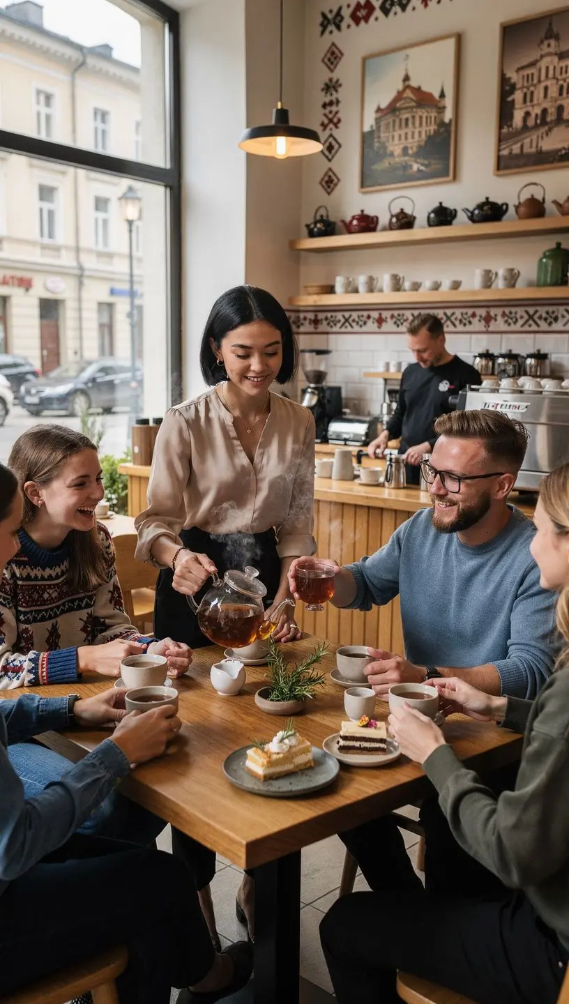 Rozmarinų arbata puodelyje su šviežiais žolelėmis.
