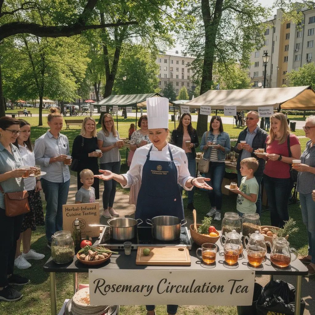 Rozmarino arbata, skirta cirkuliacijai, supakuota į gražią pakuotę, kuri pabrėžia aromatingų žolelių naudą.
